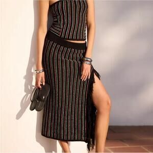 Anthropologie Celandine Knit Tube Skirt Black NEW Large